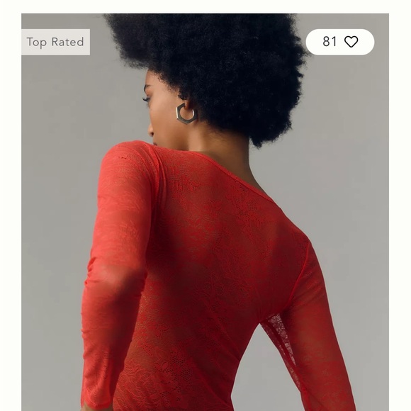 NWT Anthropologie Deep V-Neck Lace Bodysuit - Picture 2 of 6